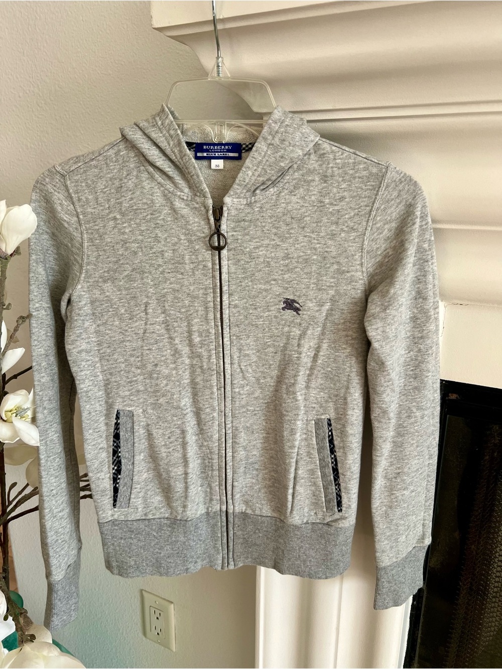 Burberry London Heather Gray Zip-Up Hoodie